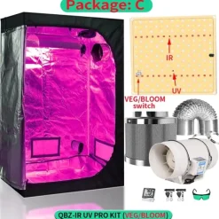 Hot Hydroponiskt växtsystem, Fullspektrum LED-lampor, Kompletta växttältkit,120x120x200 kit, Paket C Kit För Växt- & Örtplantering