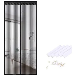 Best INF Magnetiskt skärmdörrgardin, randig polyester, 9 par spännen, 80 cm x 200 cm Insektsmedel & Djuravvisande Medel