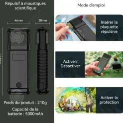 INN Bärbar elektronisk avstötare 5000mah med extern batterifunktion och trådlös ficklampa myggavstötare elektrisk