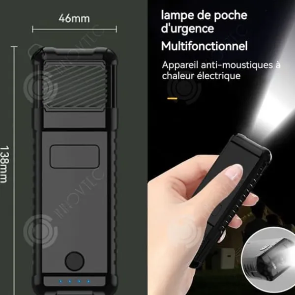 INN Lampan anti-mygga elektrisk 14 x 4,6 cm ABS Autonomi på 8 timmar Säkert och ofarligt Kan användas som bärbart batteri Anti-mygga