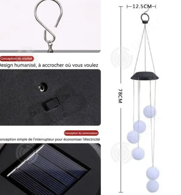 INN Solar Wind Chimes Lamp 78cm LED Utomhus Vattentät Dekorativa Lampor Sfäriska Ambient Light String Lights Vinddekoration