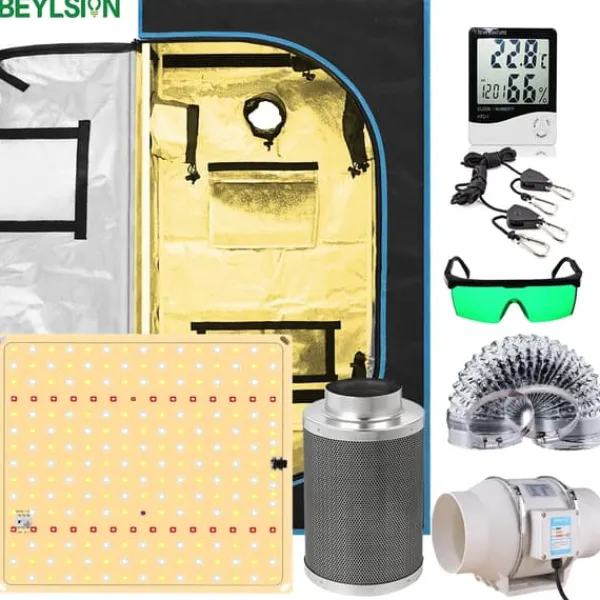 Sale Inomhusväxttältkit, 850W Fullspektrum LED-lampa, dimbar med IR- och UV-funktioner,60X60X120CM Kit Kit För Växt- & Örtplantering
