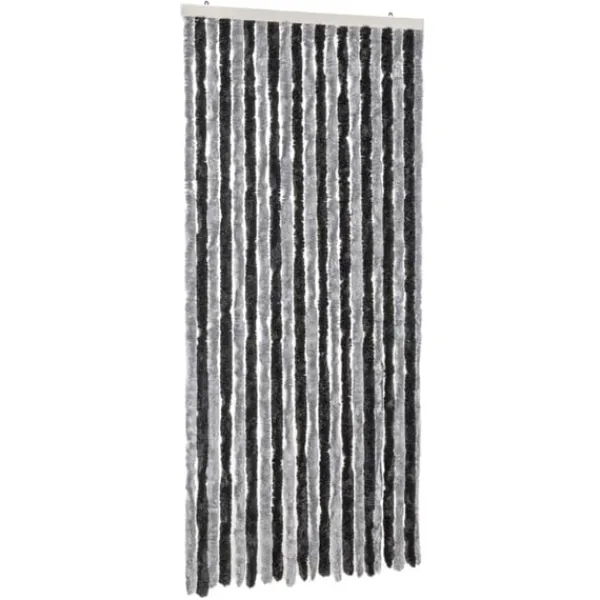 vidaXL Insektsgardin grå och svart 90x220 cm chenille