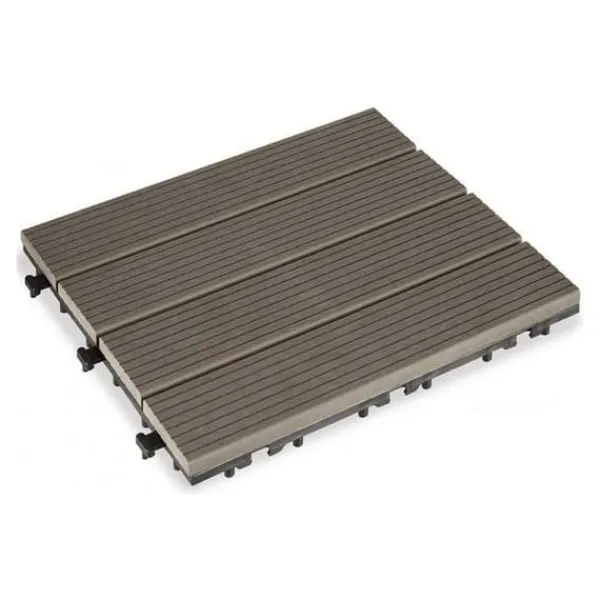 Interlocking golvplattor Ibergarden Svart Trä Polyetylen Komposit 30 x 2,6 x 30 cm