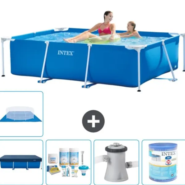 Intex rektangulär ram swimmingpool - 220 x 150 x 60 cm - Blå - ingår Tillbehör A5 Pooler