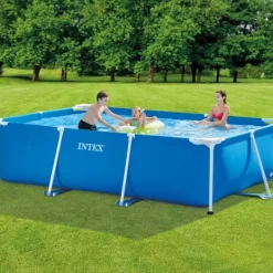 Hot Intex rektangulär ram swimmingpool - 300 x 200 x 75 cm - Blå - ingår Tillbehör A181 Pooler