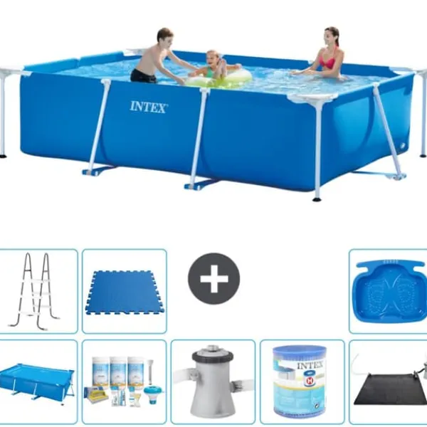 Discount Intex rektangulär ram swimmingpool - 300 x 200 x 75 cm - Blå - ingår Tillbehör A218 Pooler