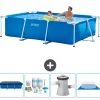 New Intex rektangulär ram swimmingpool - 260 x 160 x 65 cm - Blå - ingår Tillbehör CB1 Pooler
