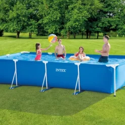 Intex rektangulär ram swimmingpool - 450 x 220 x 84 cm - Blå - ingår Tillbehör CB54