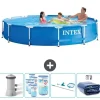 Discount Intex Round Frame Simbassäng - 366 x 76 cm - Blå - Inklusive Tillbehör - CB93 Pooler