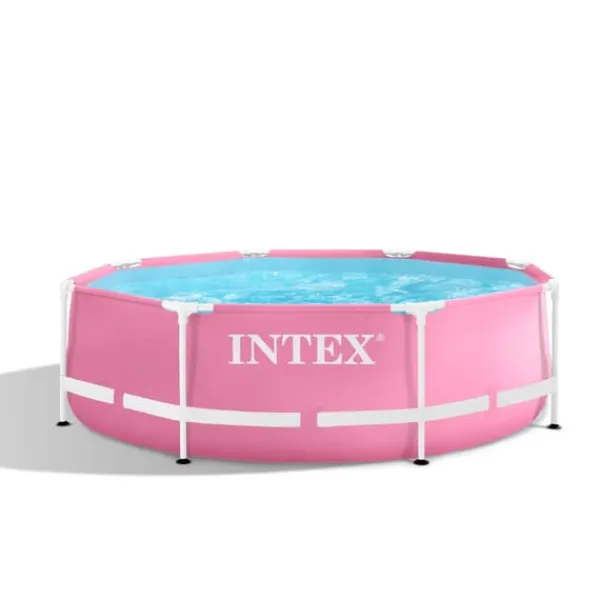 Online Intex Round Frame Swimming Pool - 244 x 76 cm - Rosa - Ingår Tillbehör CB77 Pooler