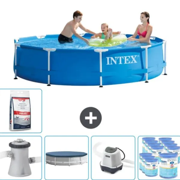 Discount Intex Round Frame Swimming Pool - 305 x 76 cm - Blå - Inklusive Tillbehör - CB55 Pooler