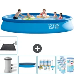 Hot Intex Rund Uppblåsbar Easy Set Pool - 457 x 84 cm - Blå - Inklusive Tillbehör - CB18 Pooler