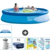 Intex Rund Uppblåsbar Easy Set Pool - 396 x 84 cm - Blå - Inklusive Tillbehör - CB22