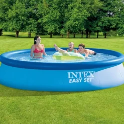 Intex Rund Uppblåsbar Easy Set Pool - 396 x 84 cm - Blå - Inklusive Tillbehör - CB22