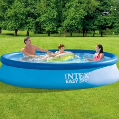 Clearance Intex Rund Uppblåsbar Easy Set Pool - 366 x 76 cm - Blå - Ingår Tillbehör CB73 Pooler
