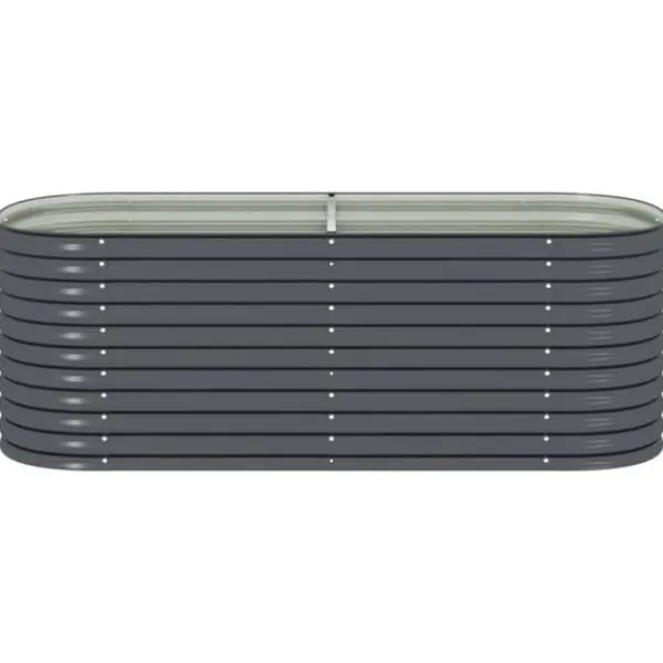 vidaXL Jardinière - - 240x80x81 cm - Galvaniserat stål - Grå - Rektangulär