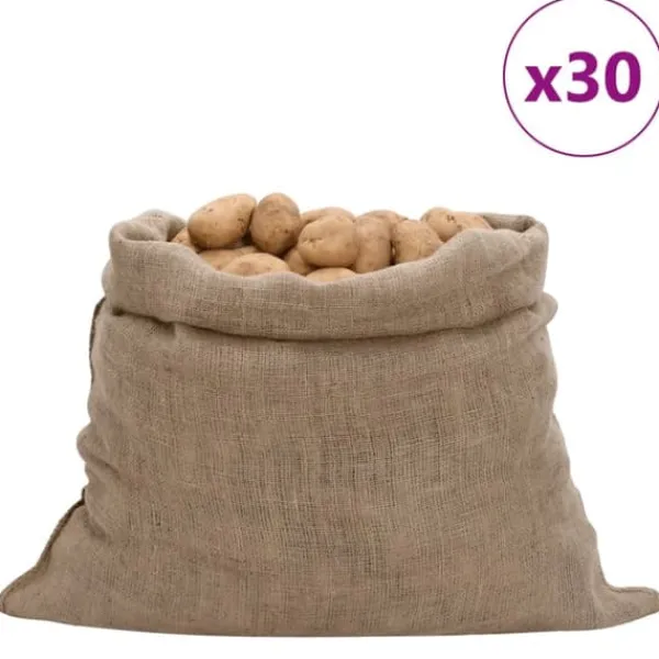 Clearance Jutesäckar 30 st 100x110 cm 100% jute 220 gsm Trädgårdskorgar