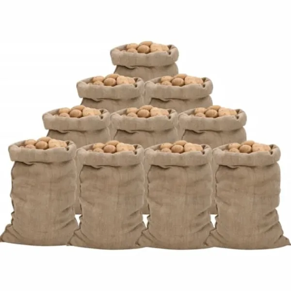 Outlet Jutesäckar 10 st 60x105 cm 100% jute 340 gsm Jord & Sand