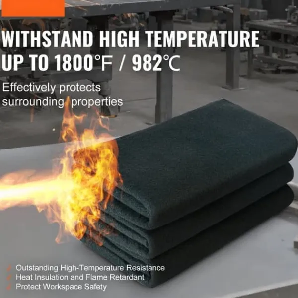 Kolfiltsvetsfilt 4-pack, 37"x36" flamskyddande, upp till 1800°F värmebeständig kolfiber brandskyddsmatta.