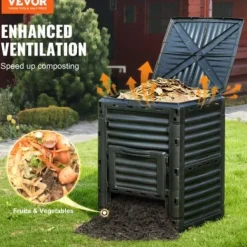 Hot Kompostbehållare, 60,7x60,5x82,5 cm, Svart, Utomhusförvaring Kompostering