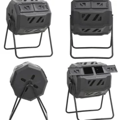 Kompostlåda för trädgården svart 73x64x95 cm 160 L - Kompostbehållare - Kompostlåda - Home & Living