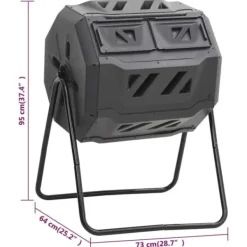 Kompostlåda för trädgården svart 73x64x95 cm 160 L - Kompostbehållare - Kompostlåda - Home & Living