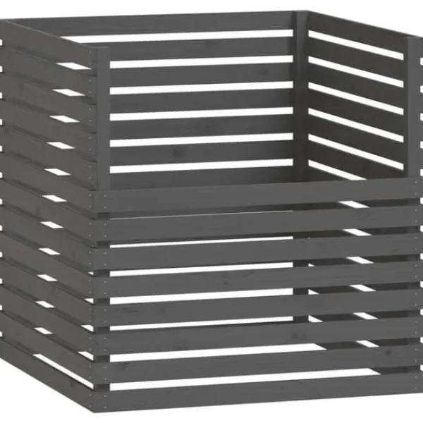 vidaXL Kompostlåda grå 100x100x102 cm massiv furu