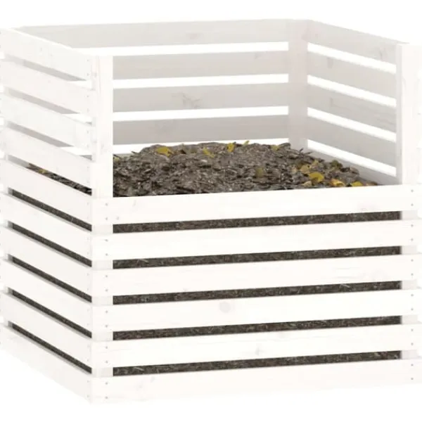 Kompostlåda vit 80x80x78 cm massiv furu - Kompost - Kompostlåda - Home & Living