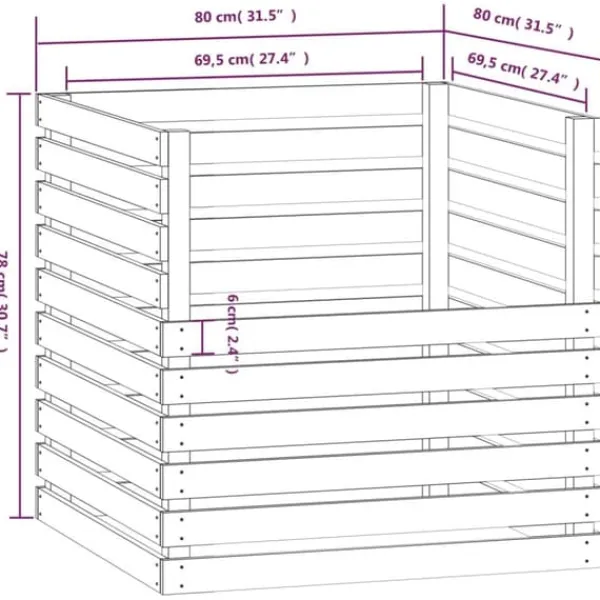 Kompostlåda vit 80x80x78 cm massiv furu - Kompost - Kompostlåda - Home & Living