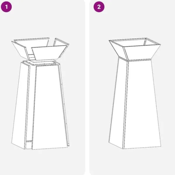 Konformad växtställning i vit plast - Modern dekoration för inomhus och utomhus | Storlek: 40x40x101 cm | Färg: Vit
