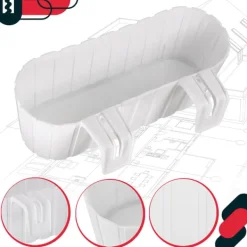 KOTARBAU® Balkonglåda Blomkruka för räcke Oval Rustik Vit 400 MM Set om 6