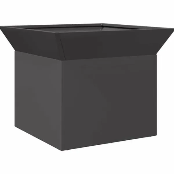 Kubisk eldstad i stål för utomhusbruk | Färg: Svart | Storlek: 50x50x40 cm