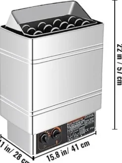 6kW hem/kommersiell väggmonterad elektrisk bastuaggregat med extern styrenhet, justerbar tid och temperatur, lätt att installera Bastu