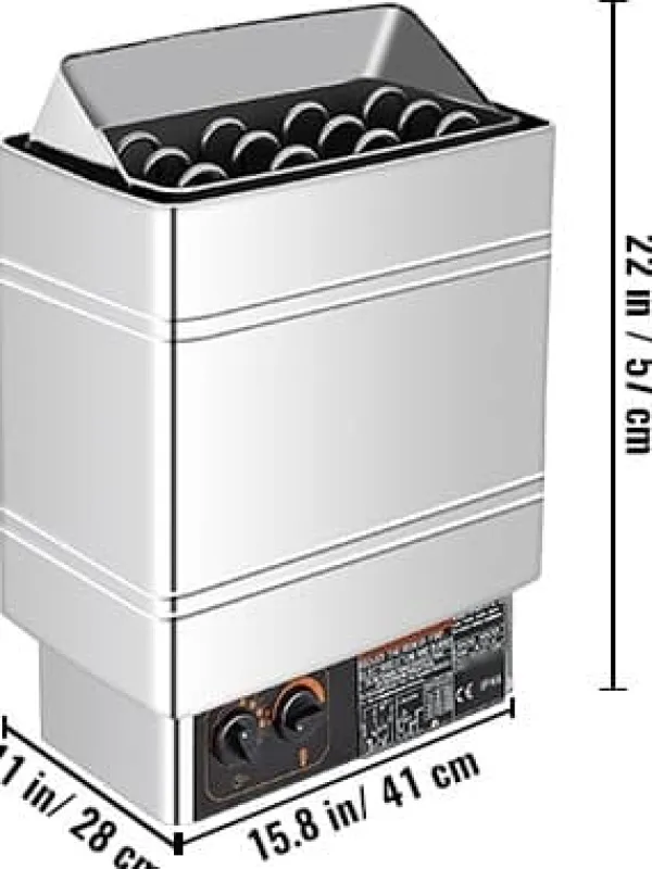 6kW hem/kommersiell väggmonterad elektrisk bastuaggregat med extern styrenhet, justerbar tid och temperatur, lätt att installera Bastu