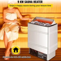 Outlet 9KW våt och torr elektrisk bastuvärmare, snabb uppvärmning, justerbar tid/temp Bastu