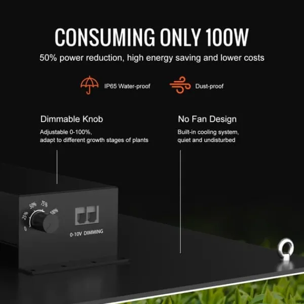 LED V grow light, 300W fullspektrum, dimbar, hög avkastning, Samsung dioder för inomhusodling och växthus.