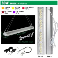 LED Växtlampa, Full Spektrum, Energisnål,80W