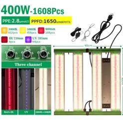 Online LED Växtlampa, Fullspektrum, Dimmbar Design,Tre Kanal Kit För Växt- & Örtplantering