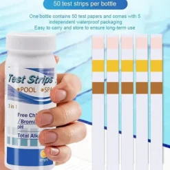 Clearance Lollanda 50-pack 3-i-1 Pooltestremsor och Spa-teststickor - pH, Vattentestare, Alkalinitet, Fritt Klor Pool- & Spatillbehör