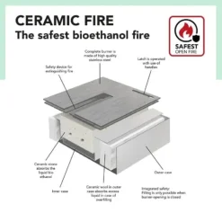 Outlet Lucca bio-etanol vägg spis - Vit bio-etanol eldstad - 3 KW värme Öppna Spisar
