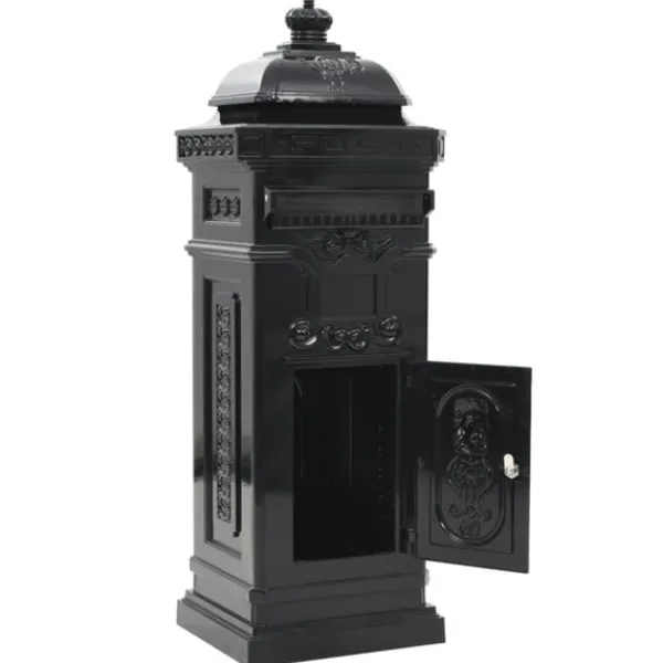 vidaXL Markpostlåda vintage stil rostfri aluminium svart