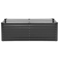 Metallisk Upphöjd Trädgårdssäng, 6x3x2ft Modell, Utomhus Galvaniserad Planteringslåda, Mörkgrå Färg