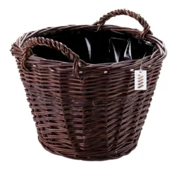 Clearance Mörk rottingkorg för skörd av frukt, grönsaker, potatis, blomkruka, rökt ballong, 45 cm, utan insats Trädgårdskorgar