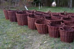 Online Mörk rottingkorg för skörd av frukt, grönsaker, potatis, blomkruka, ballong, 30 cm, jute, fäst med remmar Trädgårdskorgar