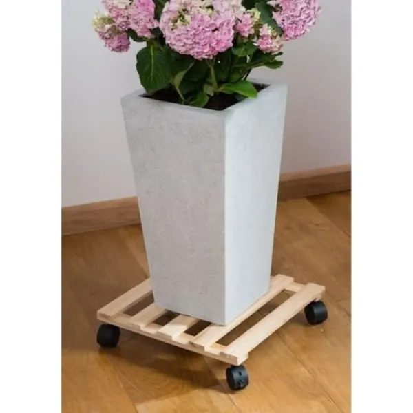 Clearance NATURE Växtställ på hjul - Gran - H7,4 x 35 x 35 cm Växtställ
