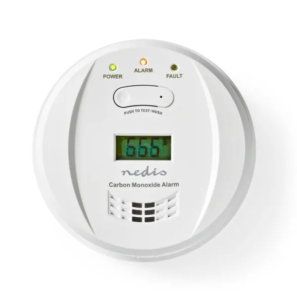Online Nedis Kolmonoxid Alarm | Batteridriven | Batterilängd upp till: 5 år | Med paus knapp | Med testknapp | 85 dB | Vit Rök- & Koloxiddetektorer
