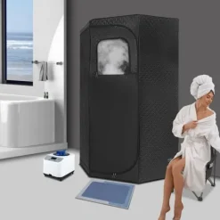 Best Ångsauna för Hemmet - Bärbart Femkantigt Tält Kit - 1350 W Ångare - Hopfällbar Stol - Digital Kontroll - 9 Värmelägen - Avslappning och Detox Bastu