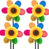 OBOSOE 4 st Trädgårdspinnar - Glitter Solros Vindspel, Plast Regnbåge Pinwheel, DIY Vindkvarn till Trädgård, Balkong & Utomhusdekoration