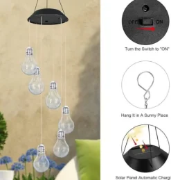 Sale OBOSOE Bulb Solar Festival Vindklockor, Färgförändring Vindklockor Utomhus Inomhusdekoration, Led Ljus för Balkong, Sovrum, Party, Gård, Fönster, Vinddekoration